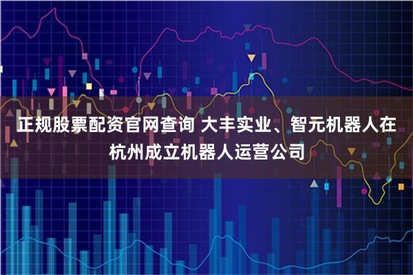 正规股票配资官网查询 大丰实业、智元机器人在杭州成立机器人运营公司